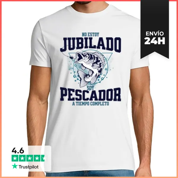 Camiseta Hombre Clásica Pescador Jubilado Divertido LaTostadora