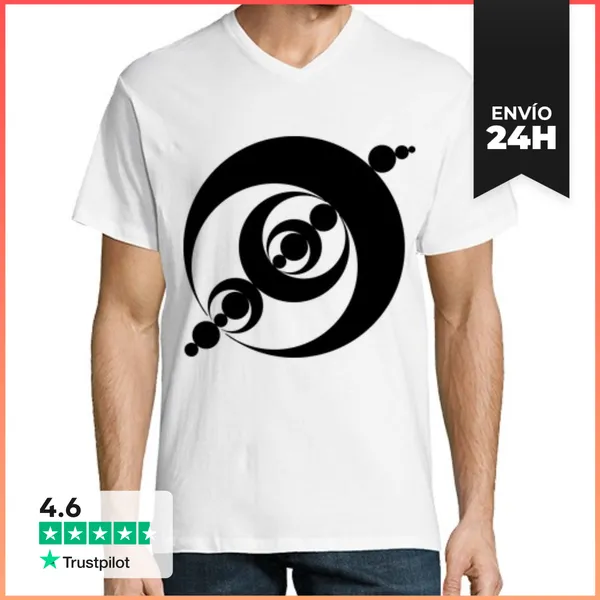 Camiseta Hombre, Cuello Pico Diseño De Círculo De Cultivos De