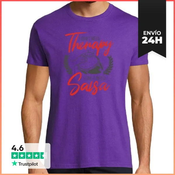 Camiseta Hombre Clásica No Necesito Terapia. Necesito Salsa