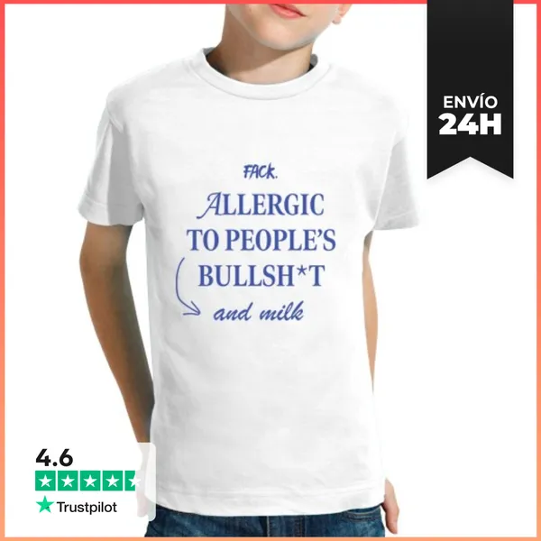 Camiseta Clásica Para Niños Allergic To Milk Camiseta Niño Blanca