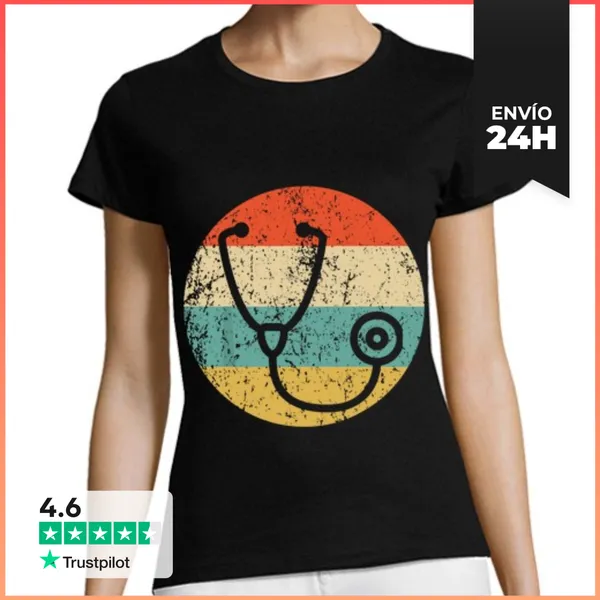 Camiseta Mujer Clásica Doctor Enfermera Vintage Retro
