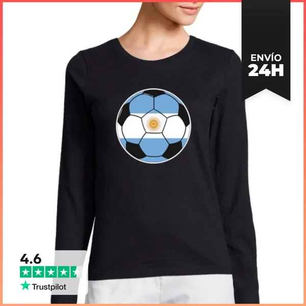 Camiseta Mujer Manga Larga Equipo De Fútbol Argentina LaTostadora