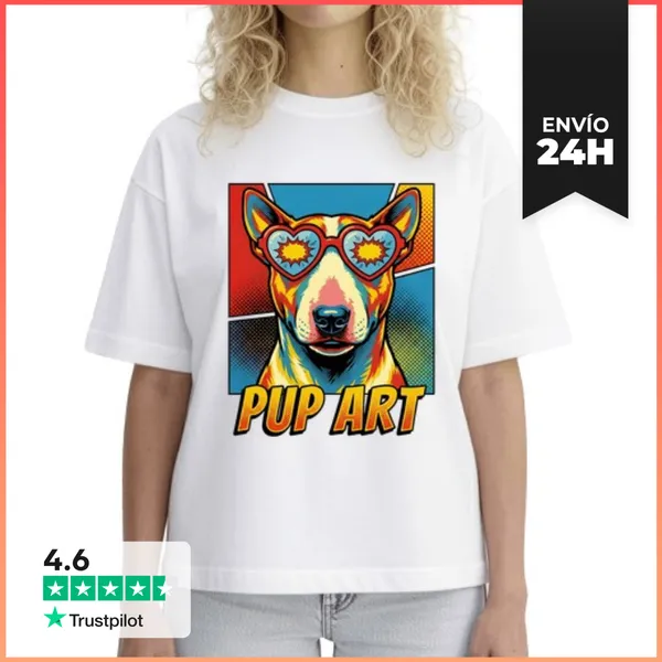 Camiseta Mujer Boxy Perro Bull Terrier Retro Pop Art LaTostadora