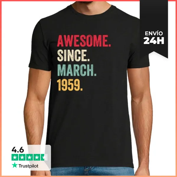 Camiseta Hombre Clásica Impresionante Desde Marzo De 1959 Cumpl