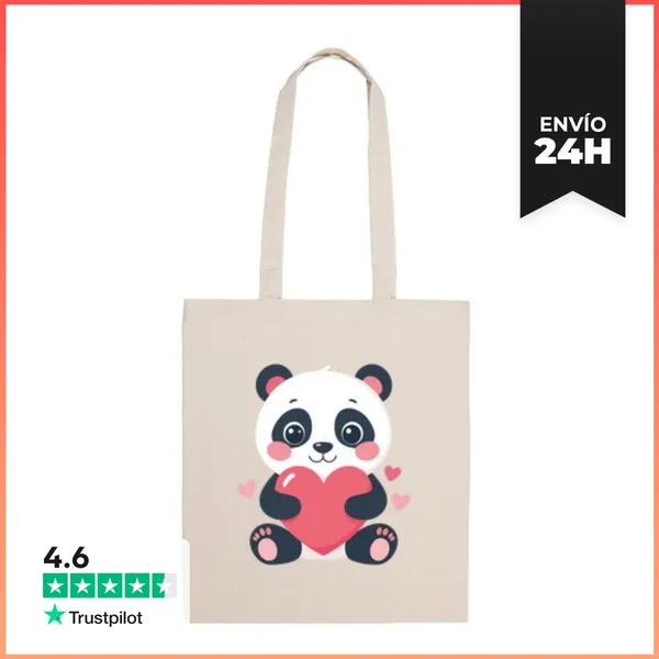 Bolsa De Tela Oso Panda Kawaii Con Corazón LaTostadora