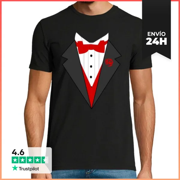 Camiseta Hombre Clásica Smoking Fiestas O Despedidas Solteros