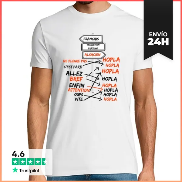 Camiseta Hombre Clásica Hopla Alsacia Estrasburgo 67 68 Mulhous