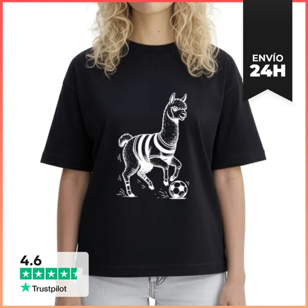 Camiseta Mujer Boxy Alpaca Deporte Fútbol Animal LaTostadora