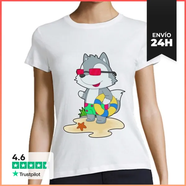 Camiseta Mujer Clásica Flotador Inflable De Playa De Lobo Vera