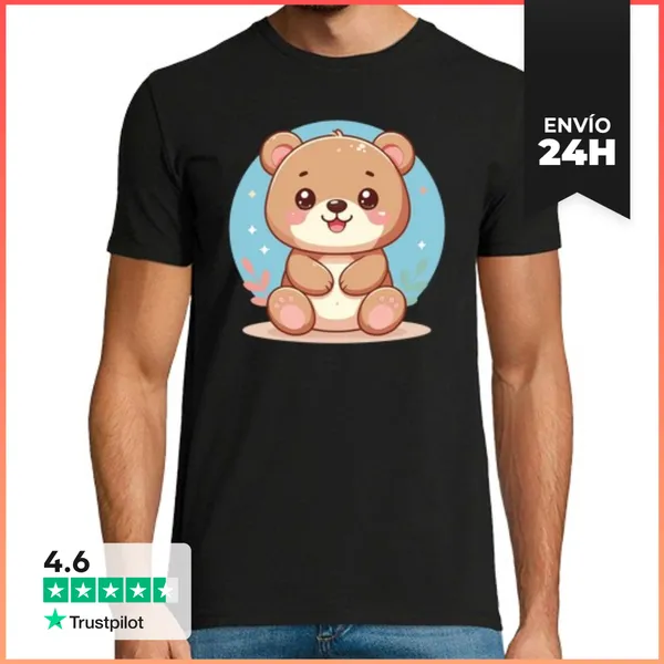 Camiseta Hombre Clásica Oso Kawaii Estilo Peluche LaTostadora