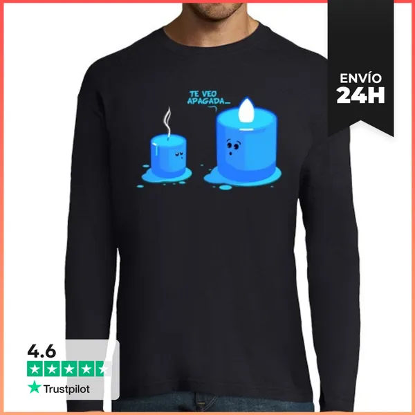 Camiseta Hombre Manga Larga Te Veo Apagada LaTostadora