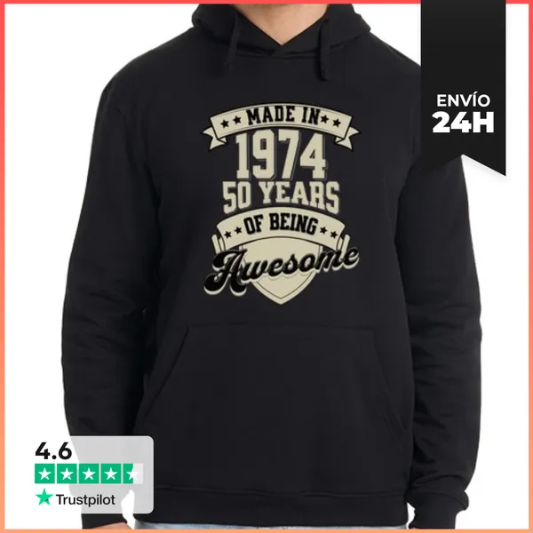 Sudadera Unisex Con Capucha Hecho En 1974 50 Años Cumpleaños