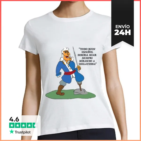Camiseta Mujer Clásica Mujer, Estilo Béisbol, Blanca Y Azul