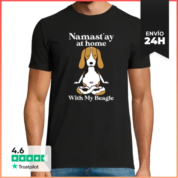 Camiseta Hombre Clásica Namastay At Home With My Beagle