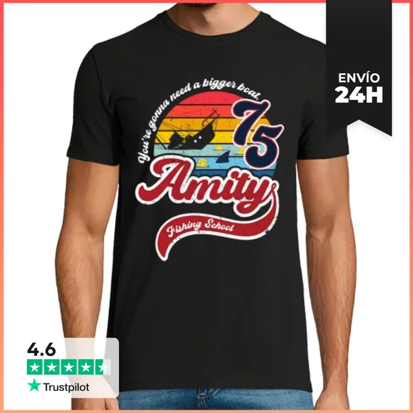 Camiseta Hombre Clásica Amity Islan Fishing School LaTostadora