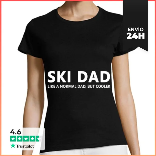 Camiseta Mujer Clásica Padre Esquiador Divertido Papá Esquiador