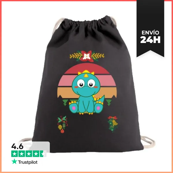 Mochila Saco Con Cuerdas Lindo Dinosaurio Navidad LaTostadora