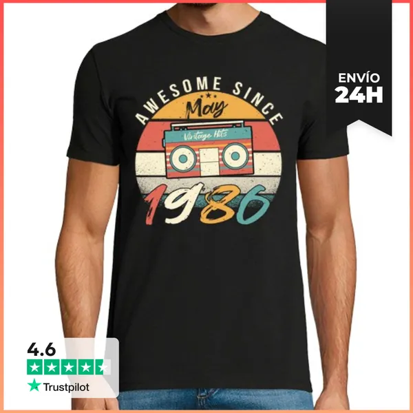 Camiseta Hombre Clásica Mejor Año De Nacimiento Mayo 1986