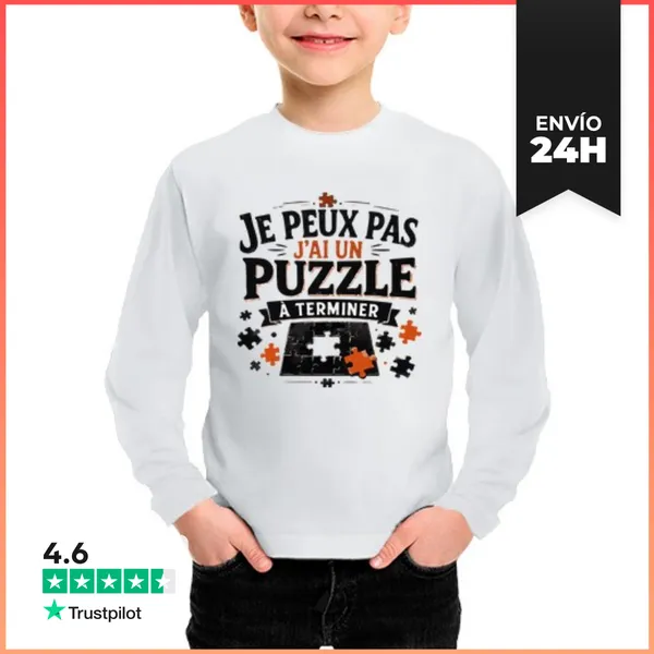 Camiseta Manga Larga Para Niños No Puedo Tengo Un Rompecabezas