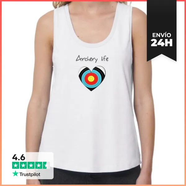 Camiseta Mujer Sin Mangas, Loose Fit Archery Life (heart 1)