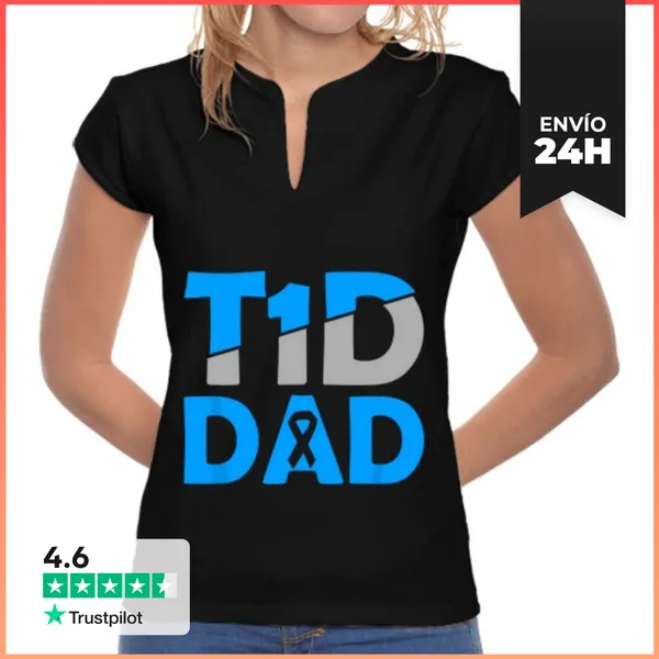 Camiseta Mujer Cuello Mao Conciencia Sobre La Diabetes Tipo 1