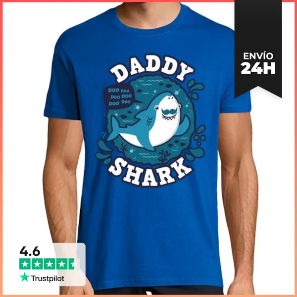 Camiseta Hombre Clásica Daddy Shark Trazo LaTostadora