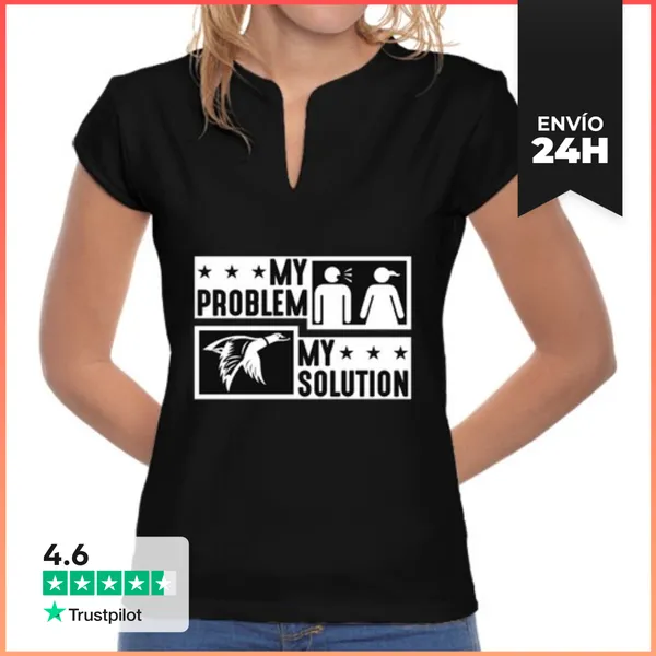 Camiseta Mujer Cuello Mao Pato Mallard Mi Problema Mi Solución
