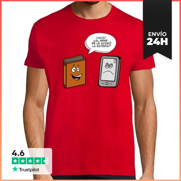 Camiseta Hombre Clásica Book Vs EBook LaTostadora