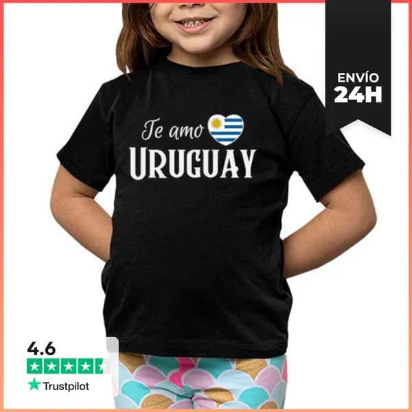 Camiseta Clásica Para Niños Amo Uruguay, Orgullo Uruguayo