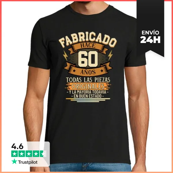 Camiseta Hombre Clásica Fabricado Hace 60 Años Todas Las Piezas