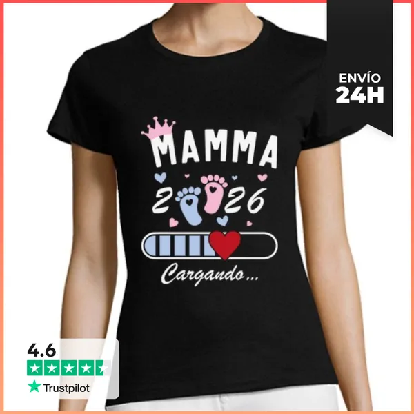 Camiseta Mujer Clásica Futura Mamá 2026 Cargando LaTostadora