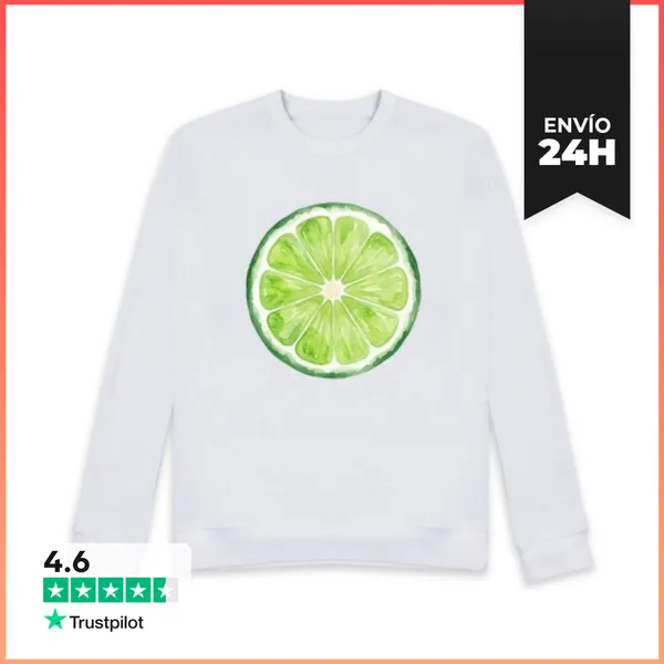 Sudadera Unisex Rodaja De Lima Vista De Frente LaTostadora