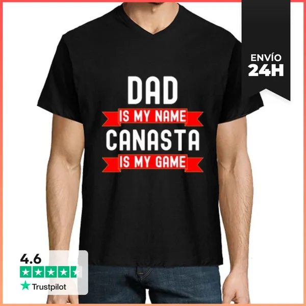 Camiseta Hombre, Cuello Pico Papá Es Mi Nombre La Canasta Es Mi