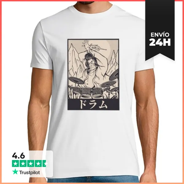 Camiseta Hombre Clásica Samurai Tocando La Batería LaTostadora