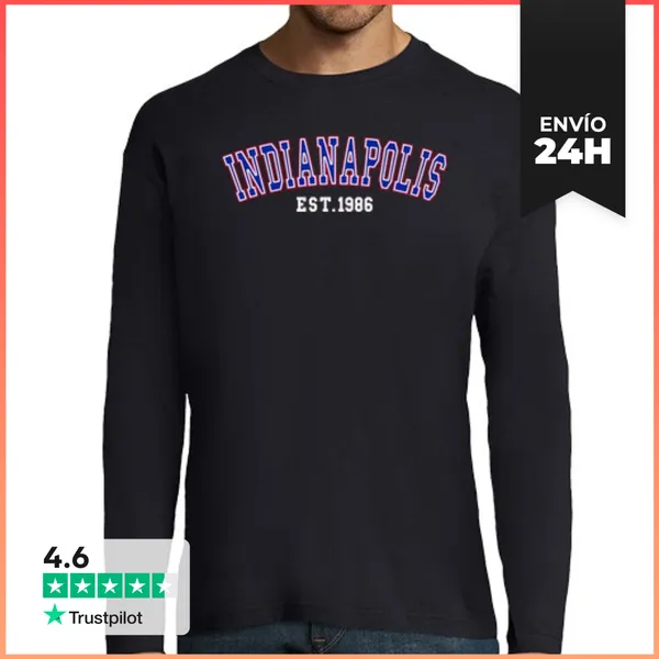 Camiseta Hombre Manga Larga Indianápolis Est 1986 LaTostadora