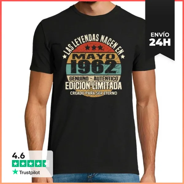 Camiseta Hombre Clásica Leyendas Nacen En Mayo 1962 LaTostadora
