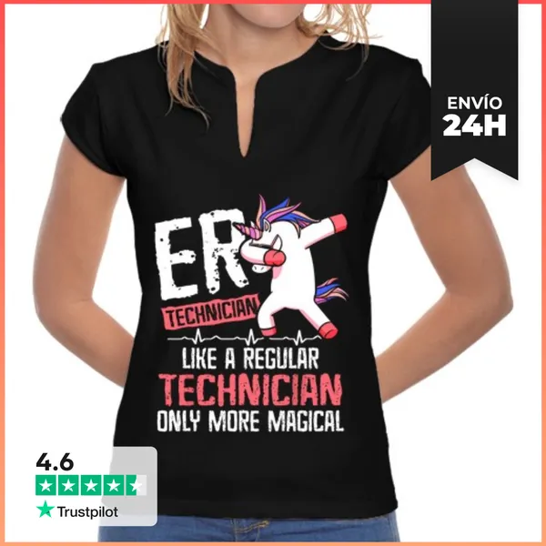 Camiseta Mujer Cuello Mao Técnico De Emergencias Mágicas En La
