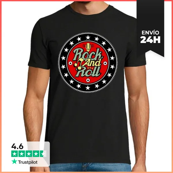 Camiseta Hombre Clásica Camiseta Música Rock And Roll Vintage