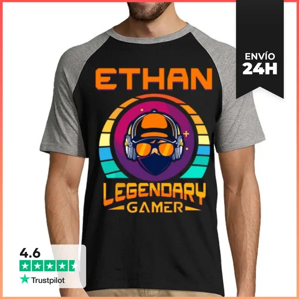 Camiseta Hombre, Estilo Béisbol Ethan Legendario Gamer