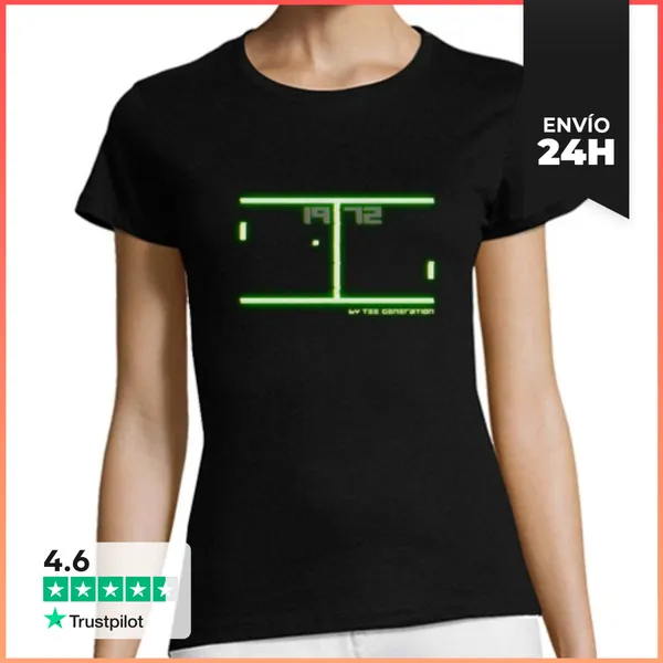 Camiseta Mujer Clásica 1972 Aniversario, PONG. Mujer LaTostadora