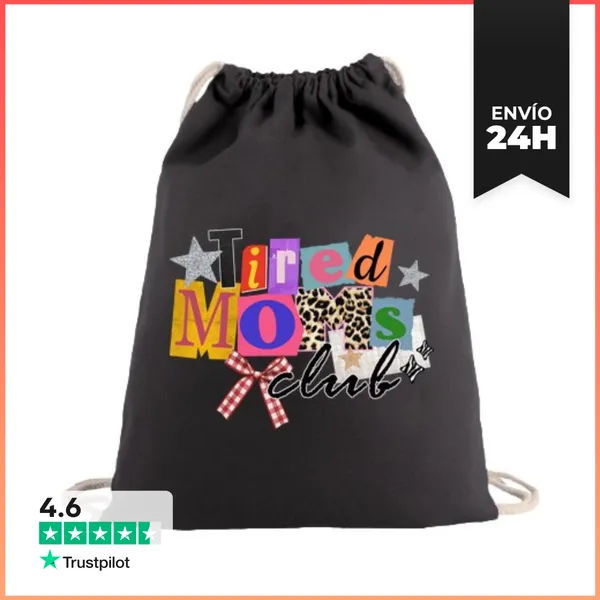 Mochila Saco Con Cuerdas TIRED MOMS CLUB COLLAGE LaTostadora