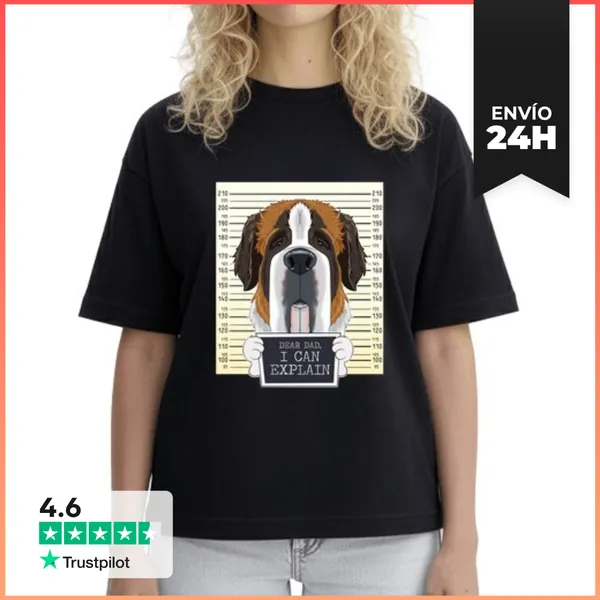 Camiseta Mujer Boxy Querido Papá Puedo Explicar Yo San Bern
