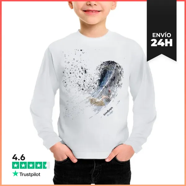 Camiseta Manga Larga Para Niños Windsurfer. Free Style