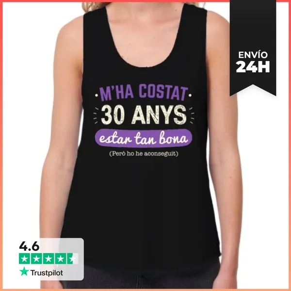 Camiseta Mujer Sin Mangas, Loose Fit 30 Años Para Estar Tan