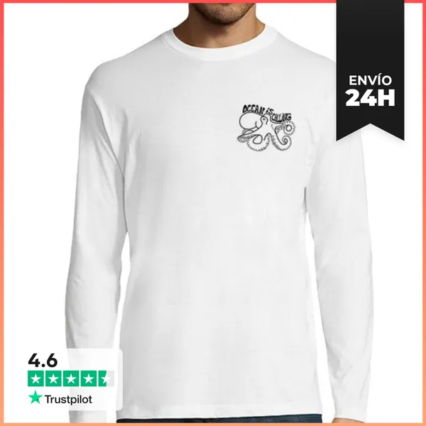 Camiseta Hombre Manga Larga CEPHALOPODOS Y LOGO PULPO LaTostadora