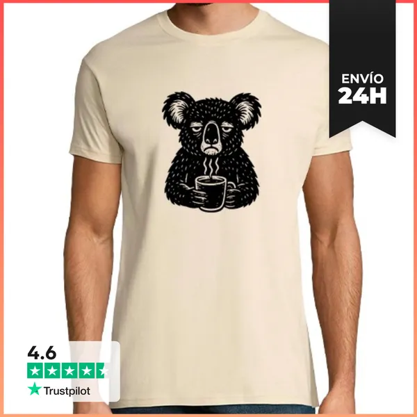 Camiseta Hombre Clásica El Koala Se Despierta En El Café