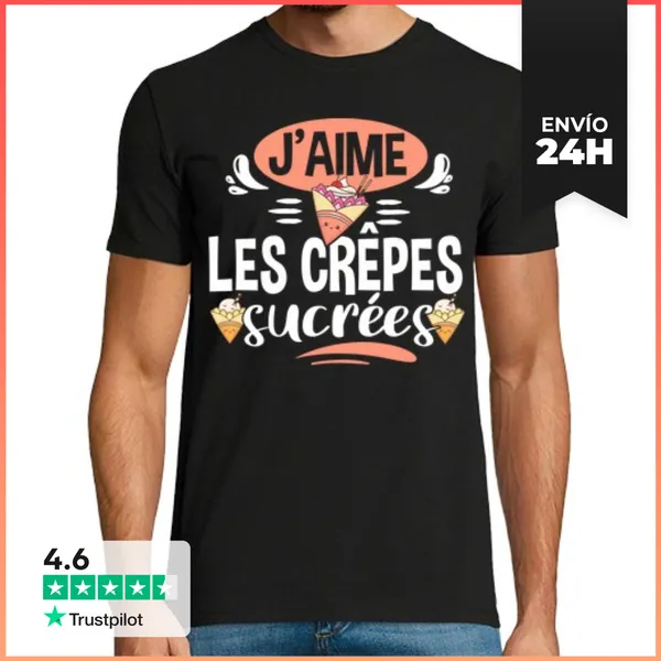 Camiseta Hombre Clásica Crepes Gofre Tortita Comida Gourmet Hum