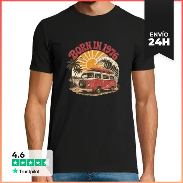 Camiseta Hombre Clásica Born In 1976 Vintage Sunset LaTostadora