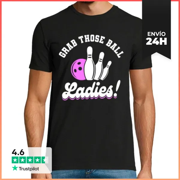 Camiseta Hombre Clásica Motivo Divertido Deportes, Humor Bolos