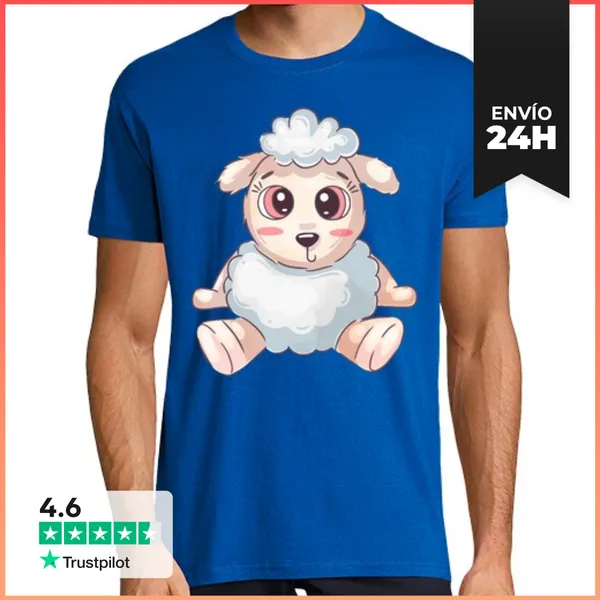 Camiseta Hombre Clásica Ovejita Cartoon - Hombre, Manga Corta,